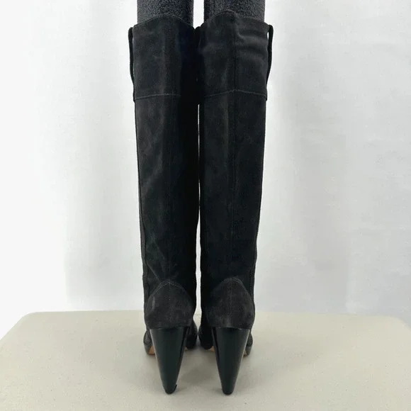 Michael Kors Knee High Boots Womens 5.5 Gray Suede Leather Old Money Luxury - Picture 3 of 7